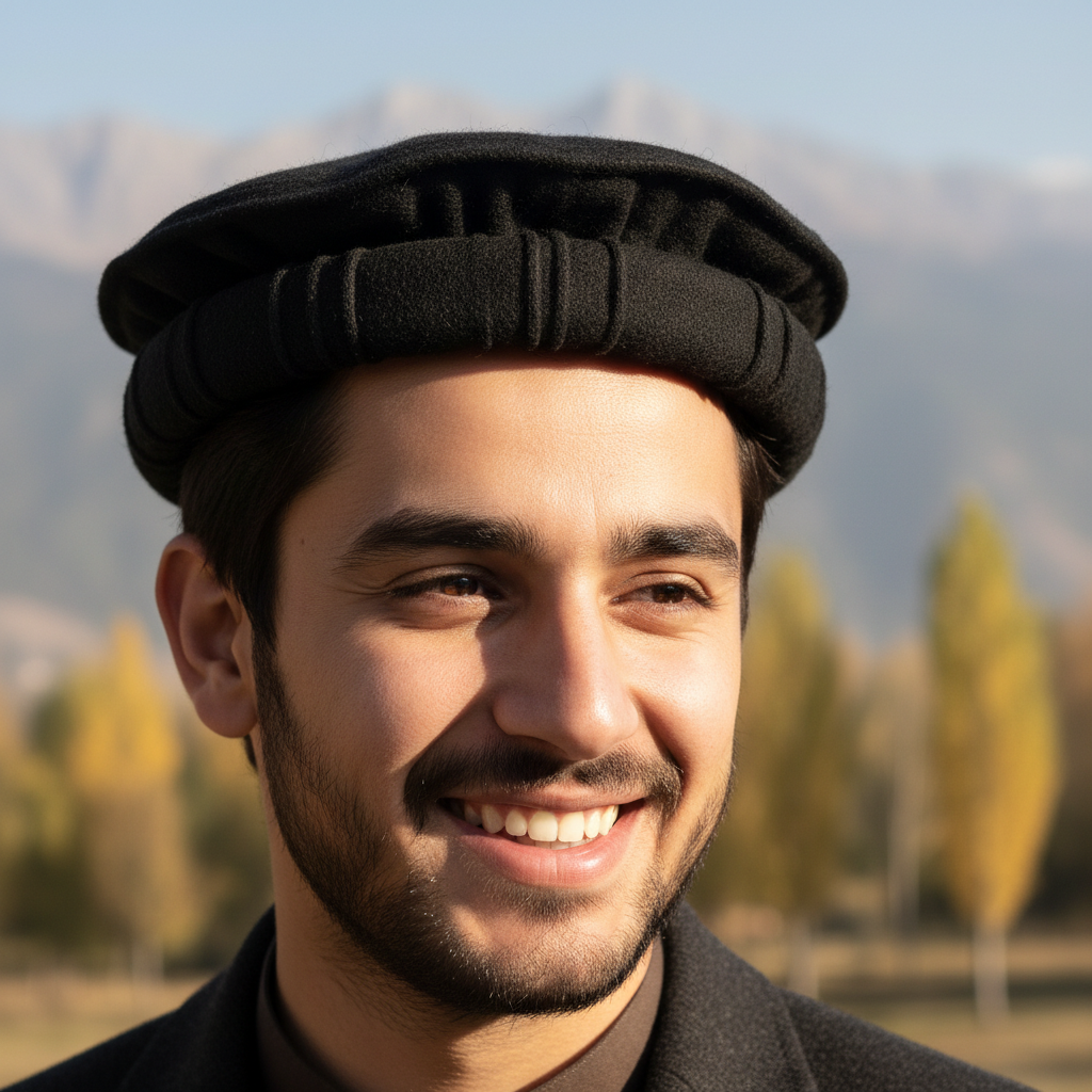 Close-up portrait with Chitrali hat